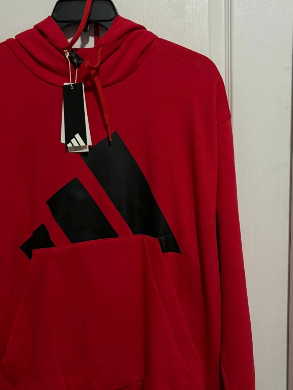 adidas Men's Red Multi Sport Long Sleeve Fleece Pullover Hoodie Sweatshirt, L XL